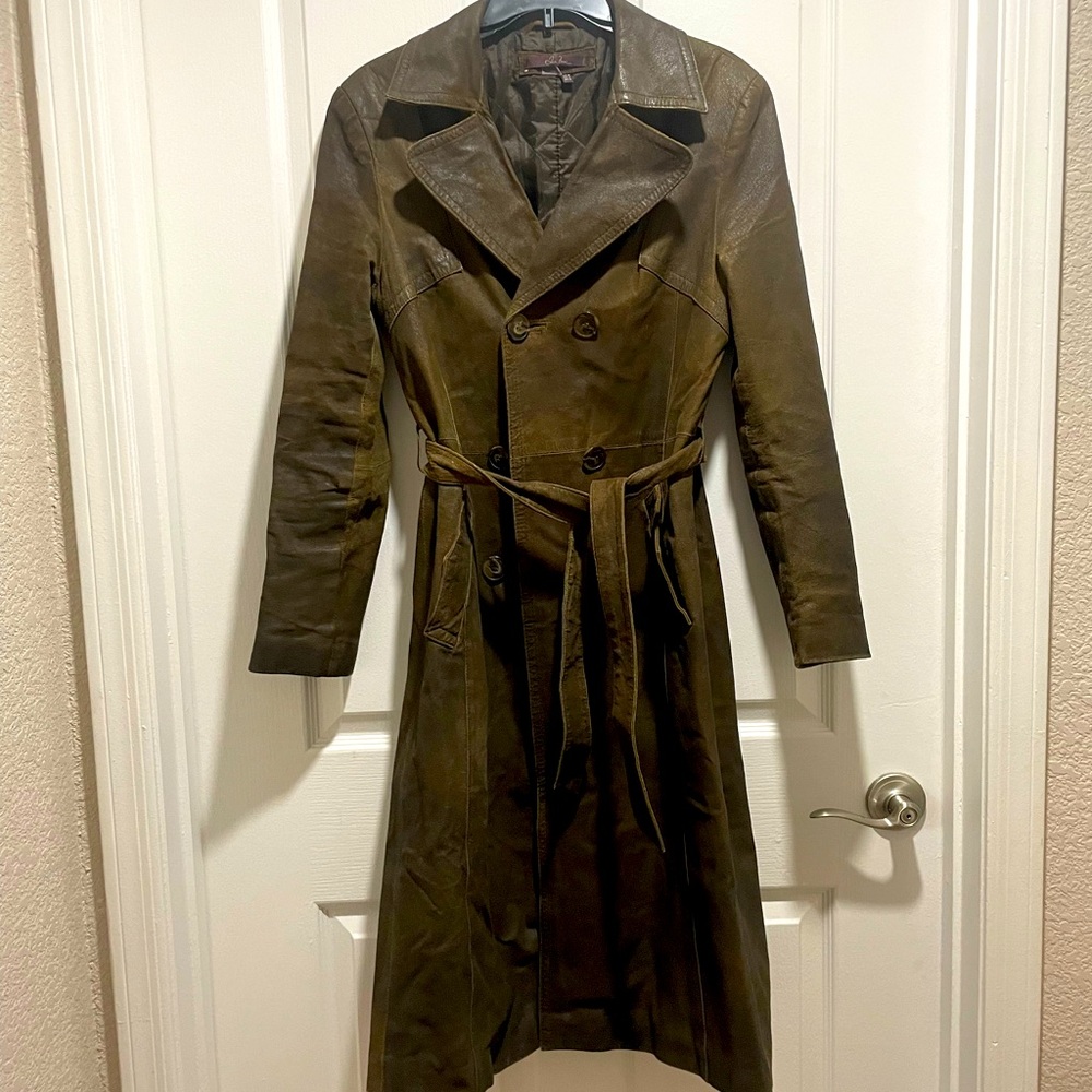 Chocolate brown leather coat